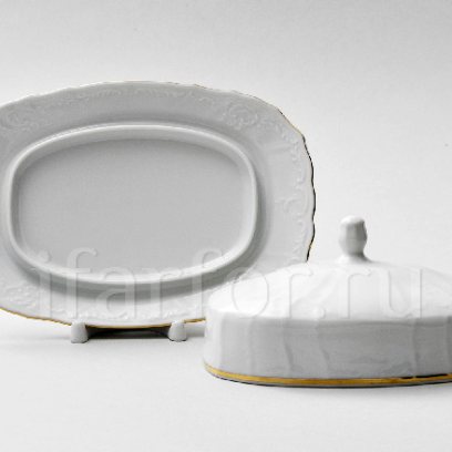 Масленка и крышка Бернадотт Белый узор Бернадотт