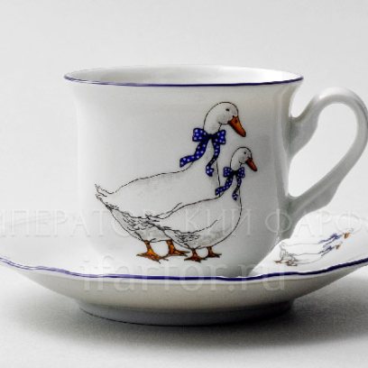 Чашка с блюдцем кофейная «Гуси» 1/2