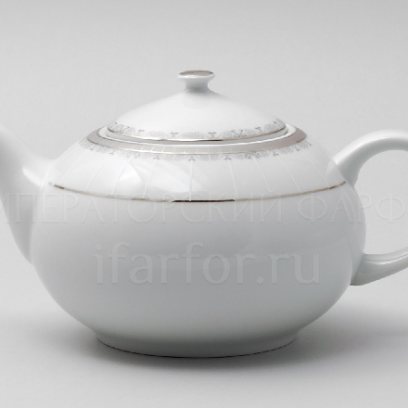 Чайник заварочный «Платиновая лента» Форма: Опал. Фарфор. 1200 мл.