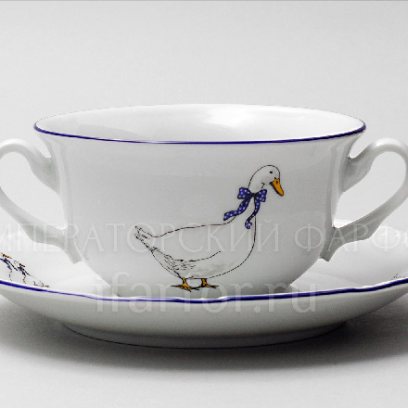 Чашка с блюдцем бульонная Гуси Констанция
