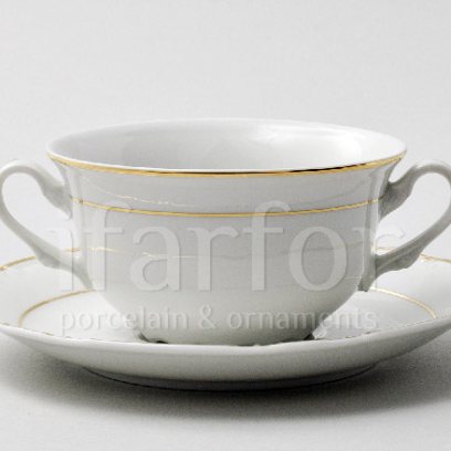 Чашка с блюдцем бульонная Отводка золото Констанция