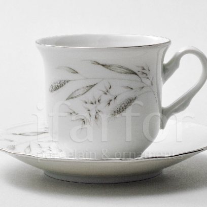Чашка с блюдцем чайная «Серебряные колосья» 1/2