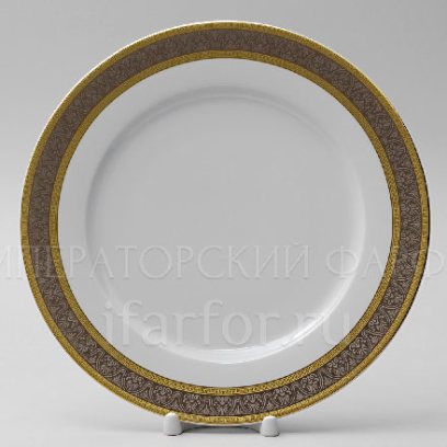 Тарелка мелкая «Широкий кант платина золото»
