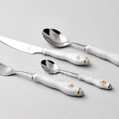 Набор столовых приборов Бернадотт Синий глаз. Розовый цветок 6/24 Бернадотт