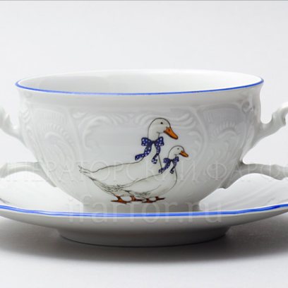 Чашка с блюдцем бульонная Гуси Бернадотт