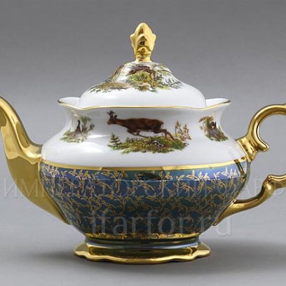 Чайник заварочный «Охота Зеленая» Форма: STERNE PORCELAN. Фарфор. 1200 мл.