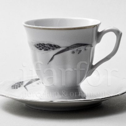 Чашка с блюдцем чайная «Серебряные колосья» 1/2