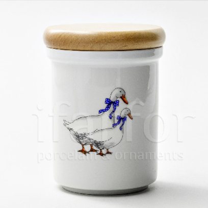 Банка с деревянной крышкой для сыпучих продуктов Гуси DUBI