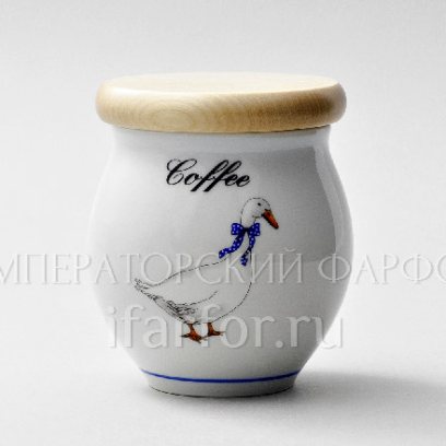 Банка с деревянной крышкой для сыпучих продуктов Гуси DUBI