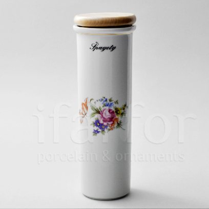 Банка с деревянной крышкой для сыпучих продуктов Цветочный мотив DUBI