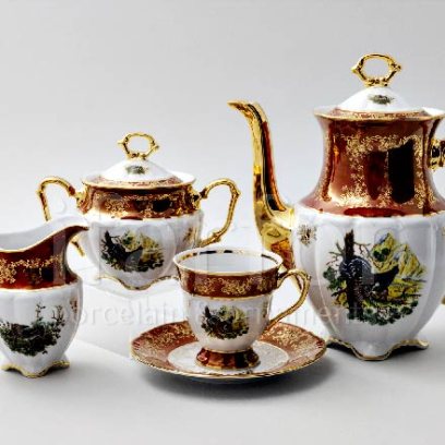 Сервиз кофейный Охота Красная 6/15 Мария-Тереза