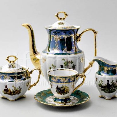 Сервиз кофейный Охота Зеленая 6/15 Мария-Тереза