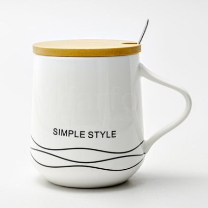 Кружка с крышкой и ложкой второй сорт «SIMPLE STYLE белая» Форма: Royal Classics. Керамика