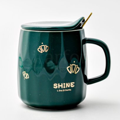 Кружка с крышкой и ложкой SHINE зеленая Royal Classics