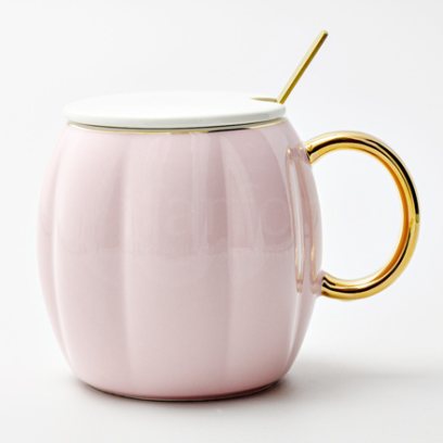 Кружка с крышкой и ложкой Розовая Royal Classics
