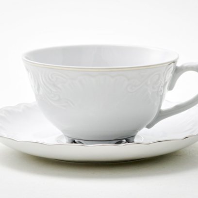 Чашка с блюдцем чайная «Rococo с платиновой отводкой» 1/2