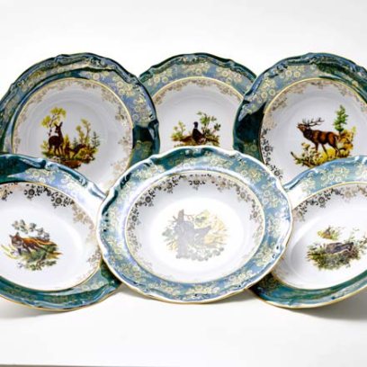 Набор тарелок столовый «Охота Зеленая» 6/6