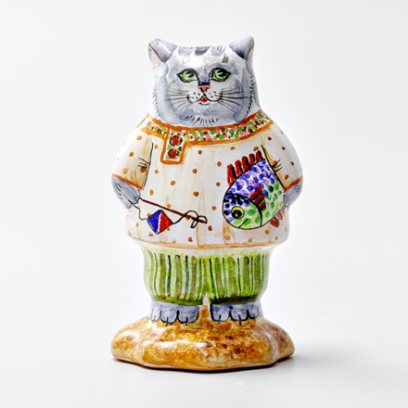 Скульптура «Кот с рыбой»