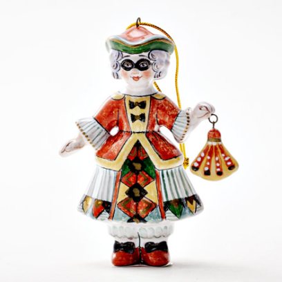Елочная игрушка «Золотой ключик. Коломбина 1» Майолика. 60 x 90 мм.