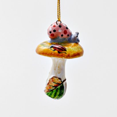 Елочная игрушка Грибы. Рыжик с улиткой 1