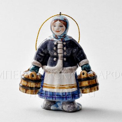 Елочная игрушка Крестьянка с ведрами