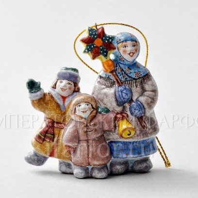 Елочная игрушка «Колядки» Форма: Колядки. Майолика. 75 x 85 мм.