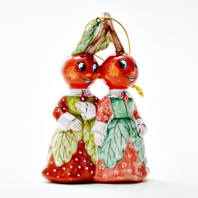 Елочная игрушка «Графини Вишни 1» Форма: Графини Вишни 1. Майолика. 75 x 110 мм.