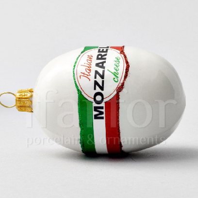 Елочная игрушка «Сыр Mozzarella» Стекло. 50 x 85 мм.