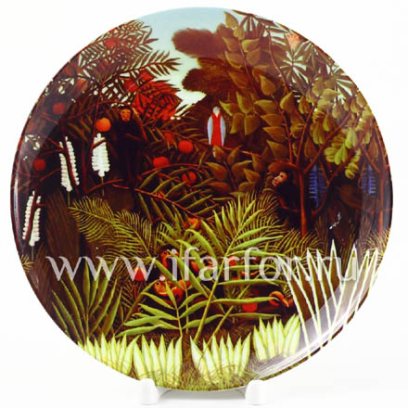 Декоративная тарелка Обезьяны с птицей и цветами