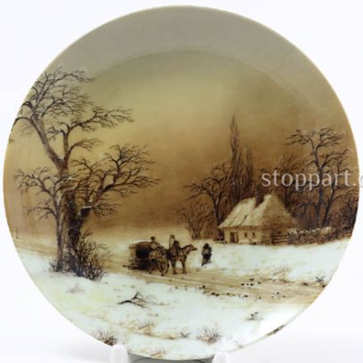 Декоративная тарелка «Зимний пейзаж. Избушка»