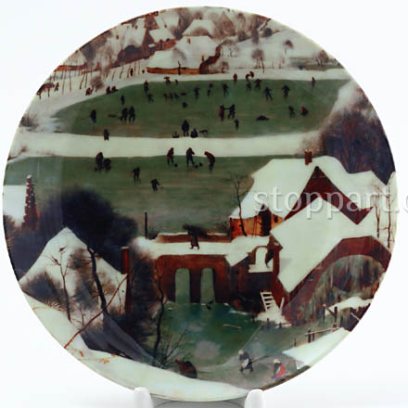 Декоративная тарелка «Охотники на снегу 6» Фарфор. 260 мм.