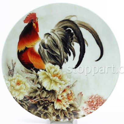 Декоративная тарелка «Петушок и пионы»