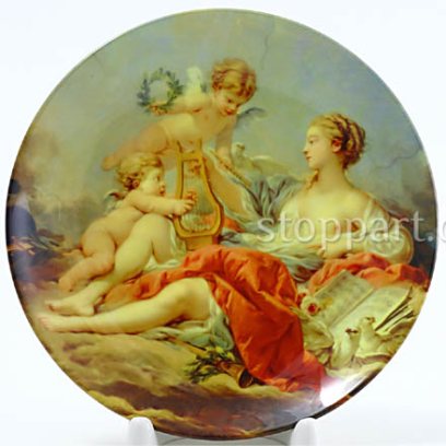 Декоративная тарелка Амуры и нимфа. Аллегория музыки. Игра на арфе
