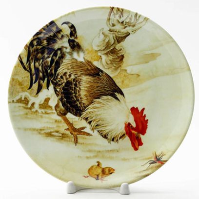 Декоративная тарелка Петух, цыпленок и букашка