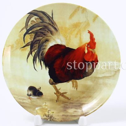 Декоративная тарелка «Петух и два цыпленка»