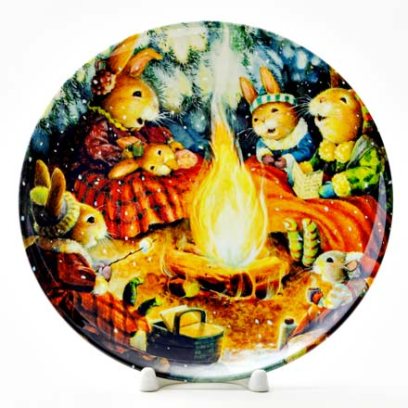 Декоративная тарелка Кролики у костра