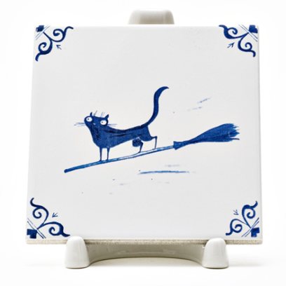 Изразец Голландский. Кот на метле