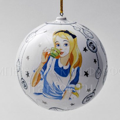 Елочная игрушка Шар средний гладкий Алиса в стране чудес 1