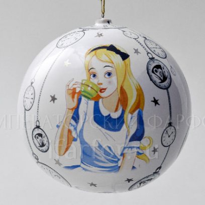Елочная игрушка Шар большой гладкий Алиса в стране чудес 1