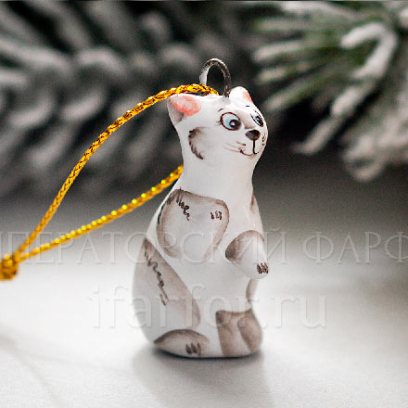 Елочная игрушка «Котик» Форма: Котик. Майолика. 35 мм.
