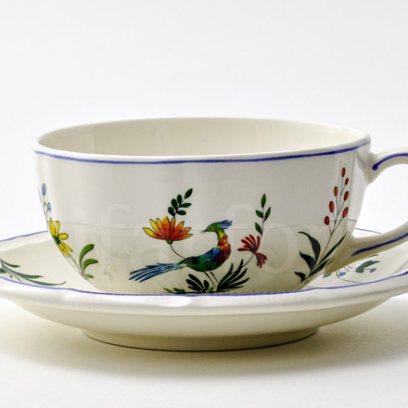 Чашка с блюдцем чайная «OISEAUX PARADIS» 1/2 Форма: GIEN Рошель. Фаянс. 300 мл.