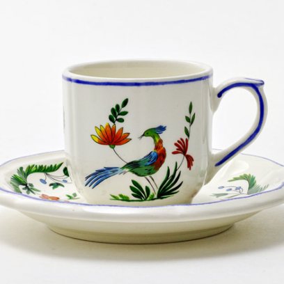 Чашка с блюдцем кофейная «OISEAUX PARADIS» 1/2 Форма: GIEN Рошель. Фаянс. 85 мл.