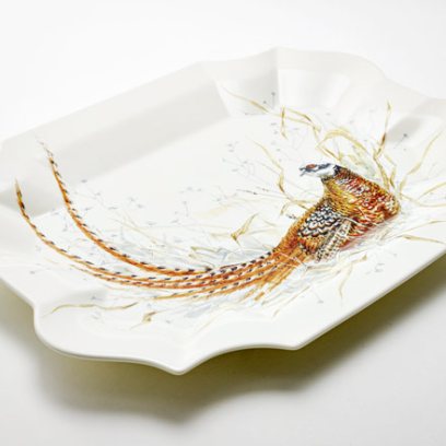 Блюдо прямоугольное «PHEASANT SOLOGNE» Форма: GIEN Рошель. Фаянс. 450 мм.