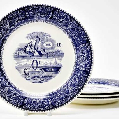 Набор тарелок столовый «REBUS DEPAREILLEES BLEU» Форма: GIEN Шампань. Фаянс. 274 мм.
