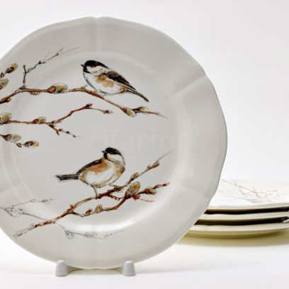 Набор тарелок десертный «LES OISEAUX DE LA FORET» Форма: GIEN Рошель. Фаянс. 232 мм.