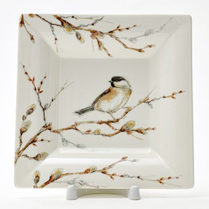 Лоток для конфет «LES OISEAUX DE LA FORET» Форма: GIEN Рошель. Фаянс. 170 x 170 мм.