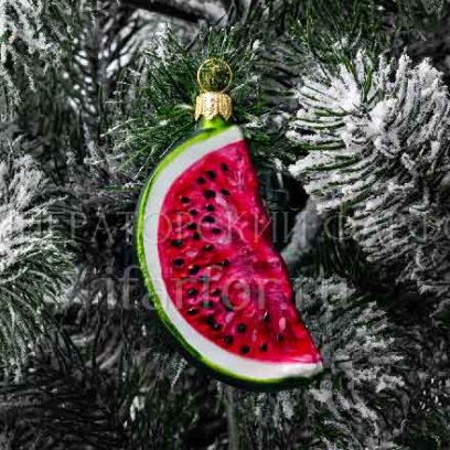 Елочная игрушка «Ягоды и фрукты. Ломтик арбуза»