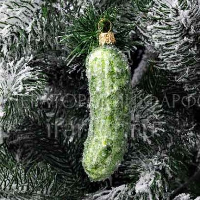 Елочная игрушка «Ягоды и фрукты. Огурец в инее»