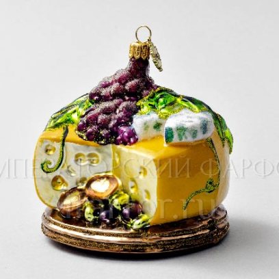Елочная игрушка «Сыр с фруктами» Стекло. 105 x 95 мм.