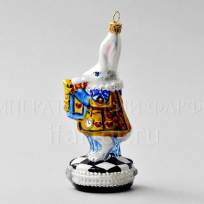 Елочная игрушка «Кролик с трубой» Стекло. 140 мм.